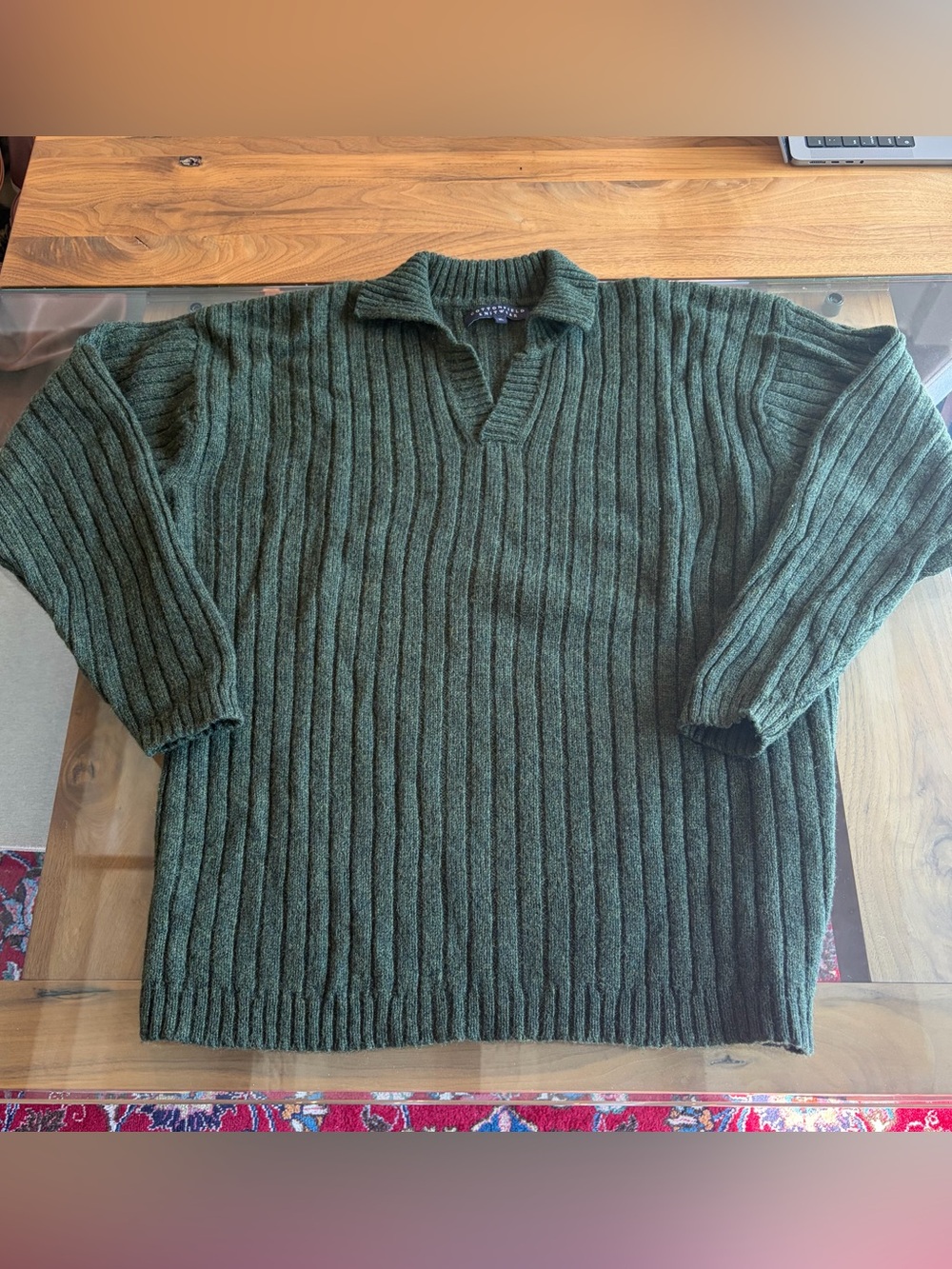 100% Wool Ribbed Collared Sweater